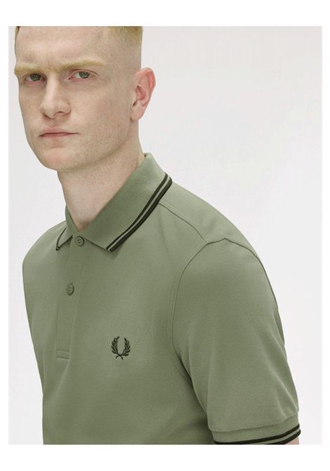 Fred Perry Twin Tipped Shirt Olive Mint Men FRED PERRY | Polo Shirts | M3600-Y64